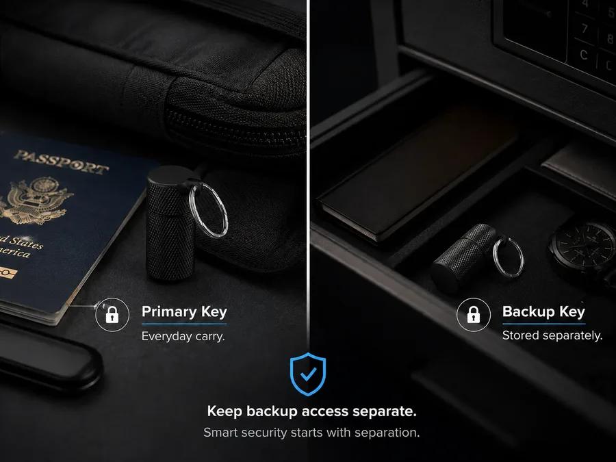 Primary and backup security keys stored separately for business security planning